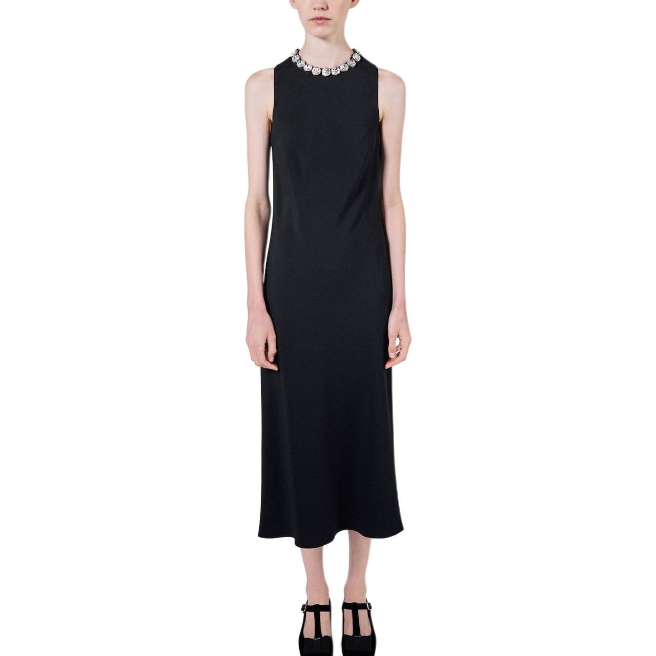 PRADA Embellished Sleeveless Midi Dress