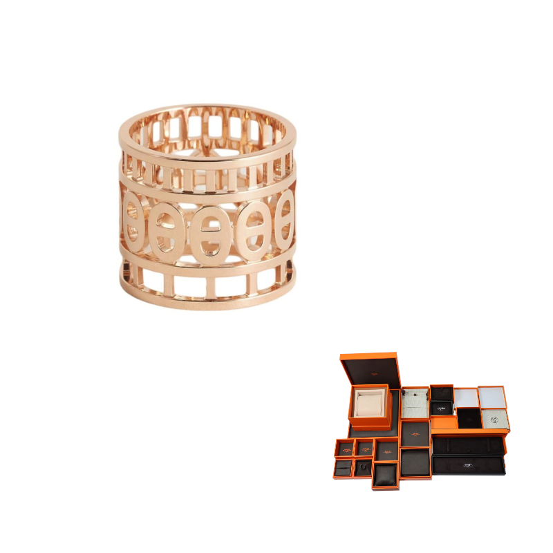 HERMES 18K Rose Gold Rings Women's Rose Gold
