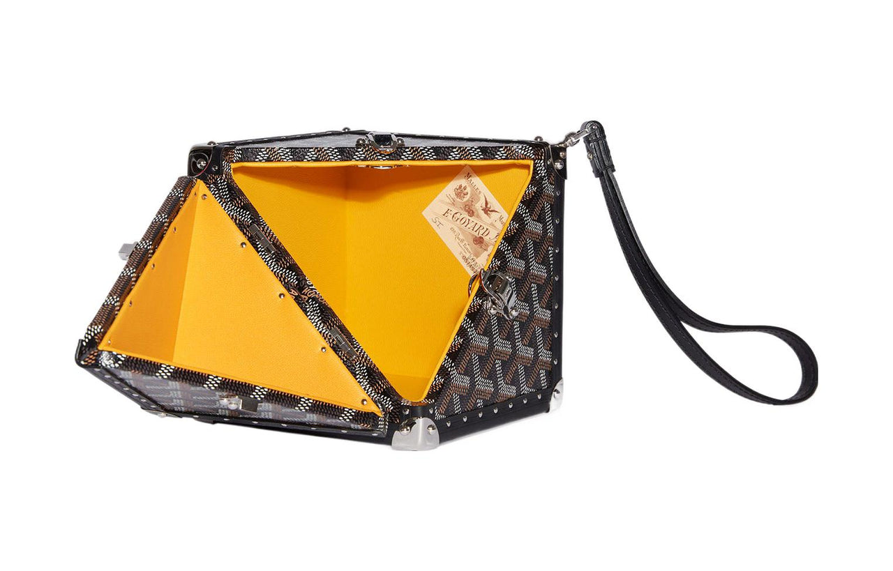 GOYARD Dé Canvas With Leather Wrist Bag Women's Black