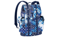 LOUIS VUITTON CHRISTOPHER Cow Leather Backpack Small Size Men's Tie Dye Blue