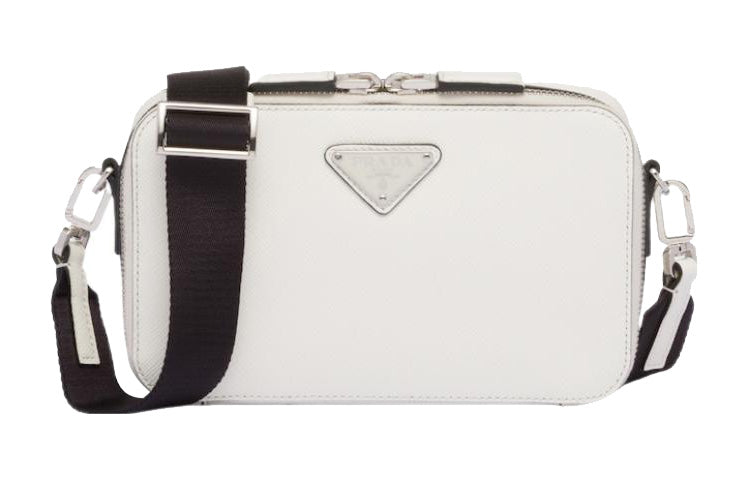 PRADA Brique Leather Crossbody Bag Shoulder Bag Men's White