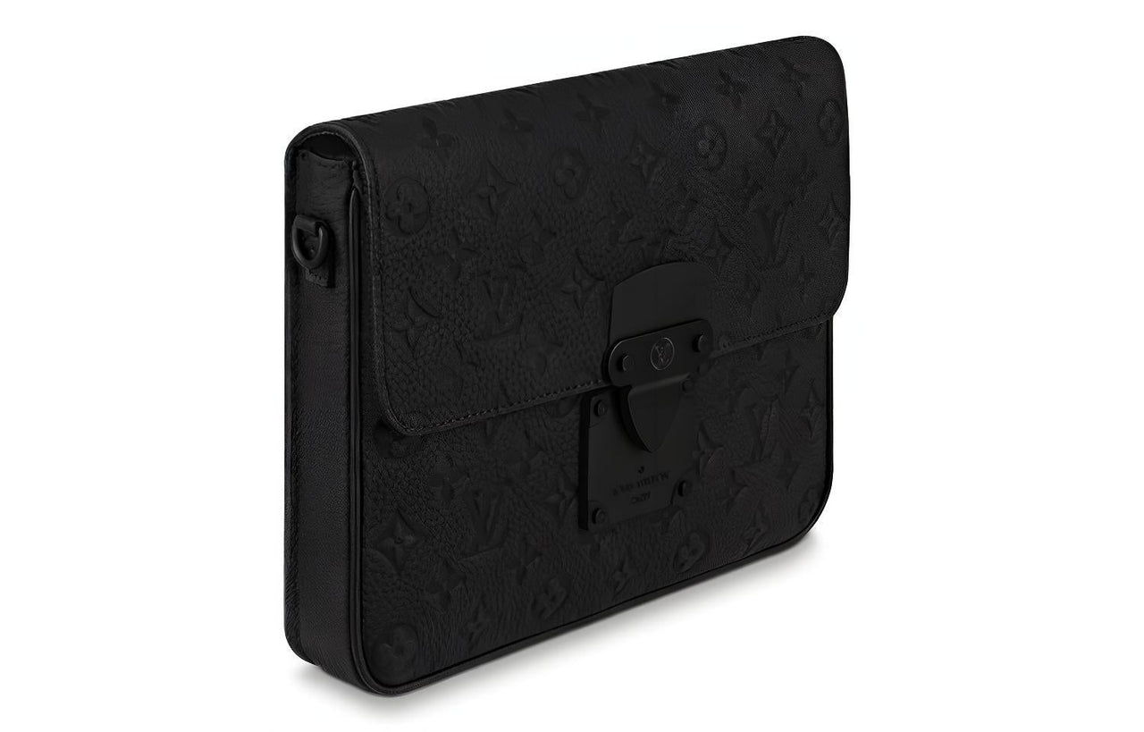 LOUIS VUITTON Cow Leather Clutch Regular Men's Black