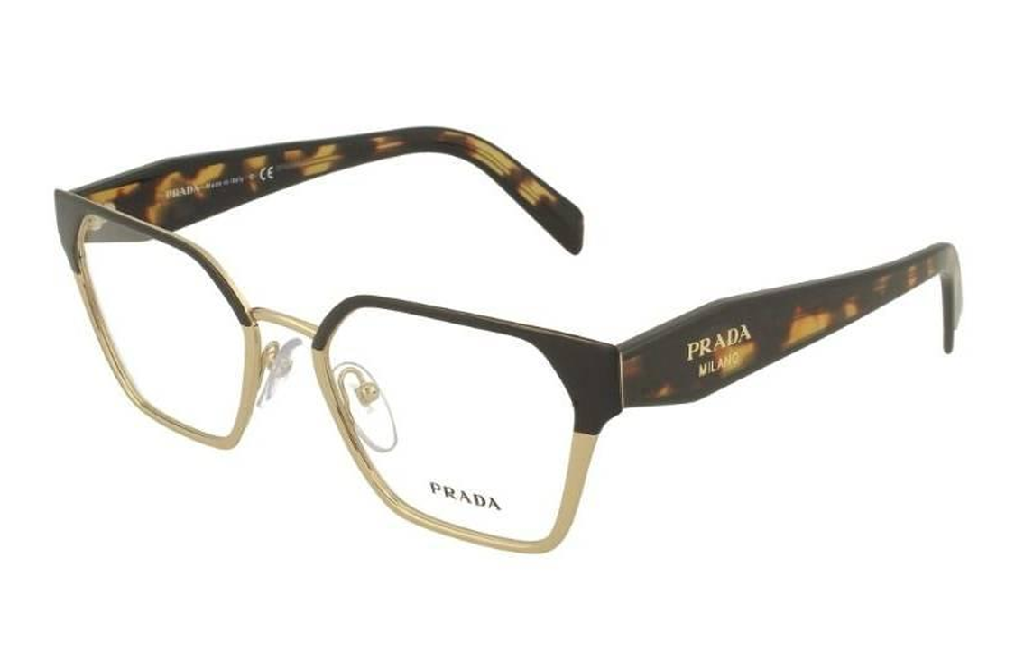 PRADA Eyeglass Frames Unisex Brown/Gold