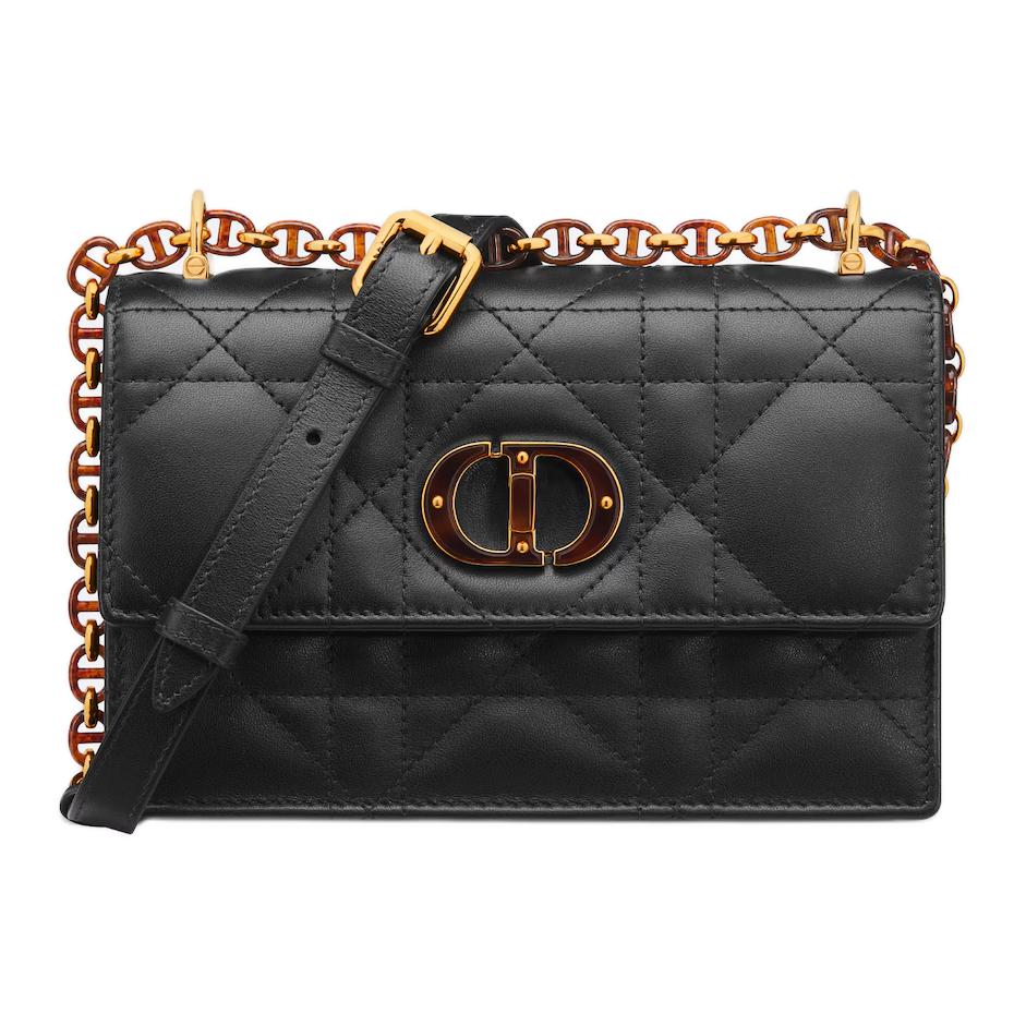 DIOR Caro Lambskin Crossbody Bag, Shoulder Bag Mini Women's Black