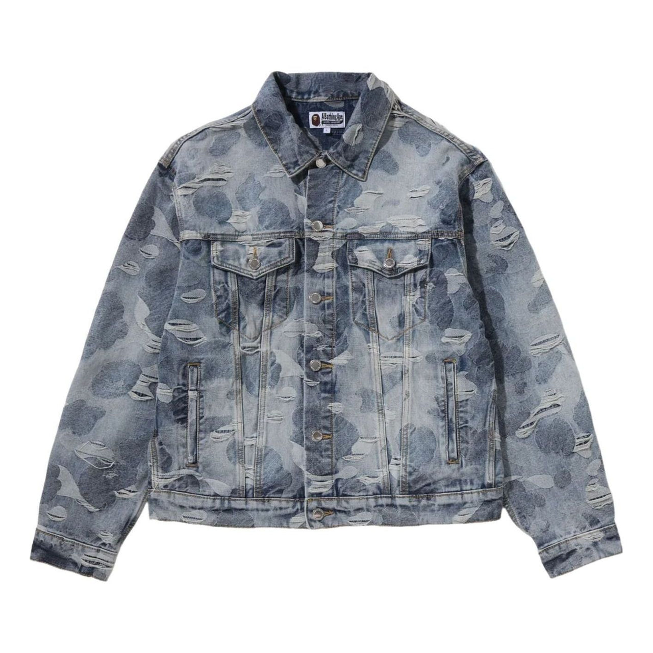 A Bathing Ape Solid Camo Jacquard Denim Trucker Jacket 'Blue' 0ZXLJM305401RBLX