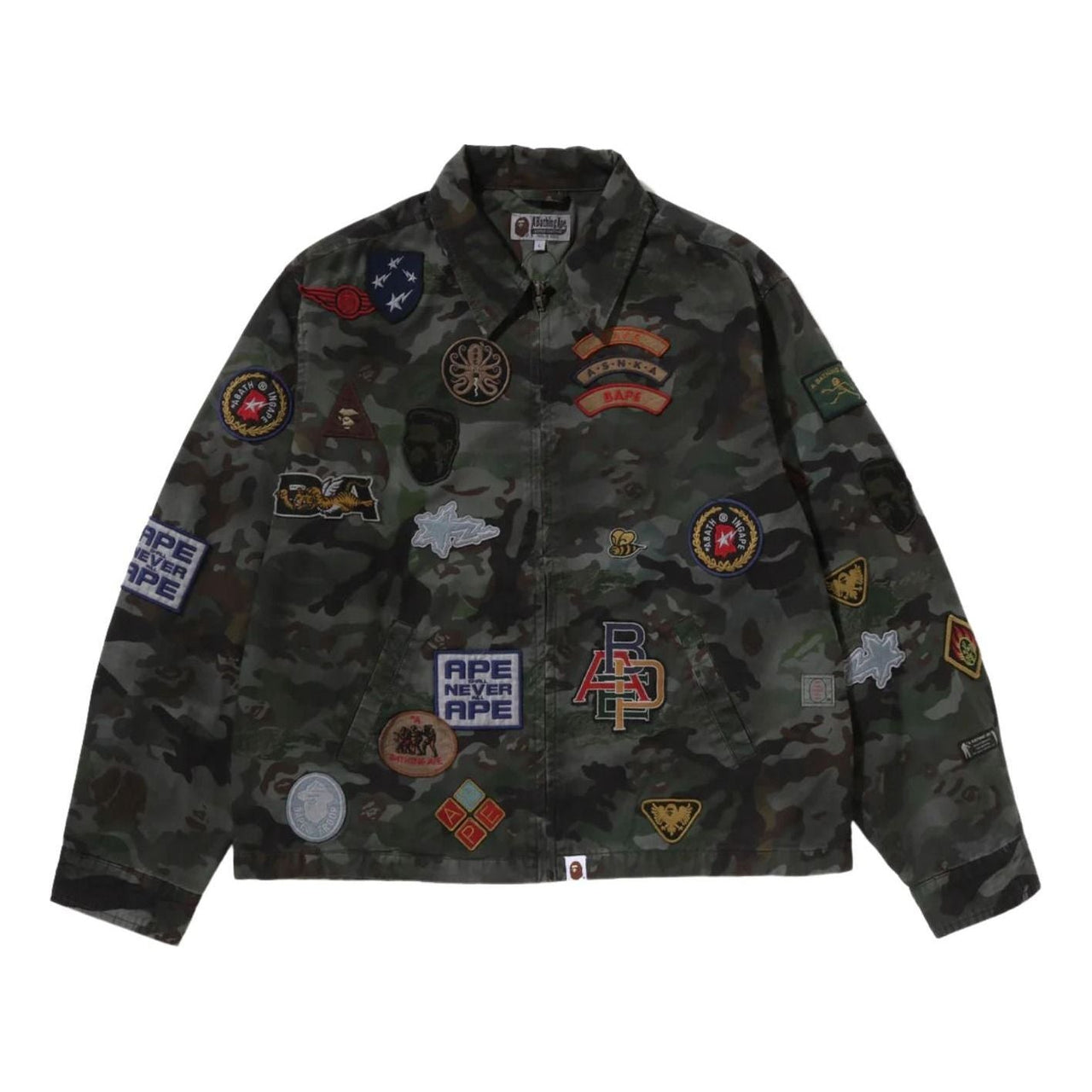 A Bathing Ape Hybrid Camo Multi Badge Jacket 'Green' 0ZXLJM313401RGRD