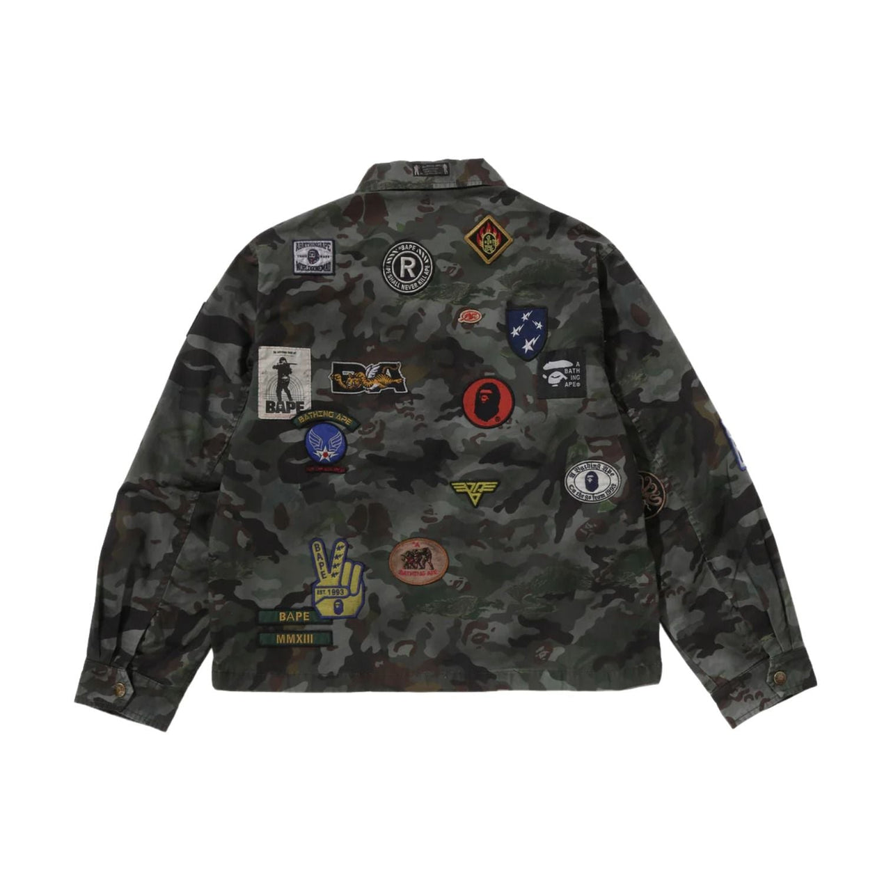 A Bathing Ape Hybrid Camo Multi Badge Jacket 'Green' 0ZXLJM313401RGRD