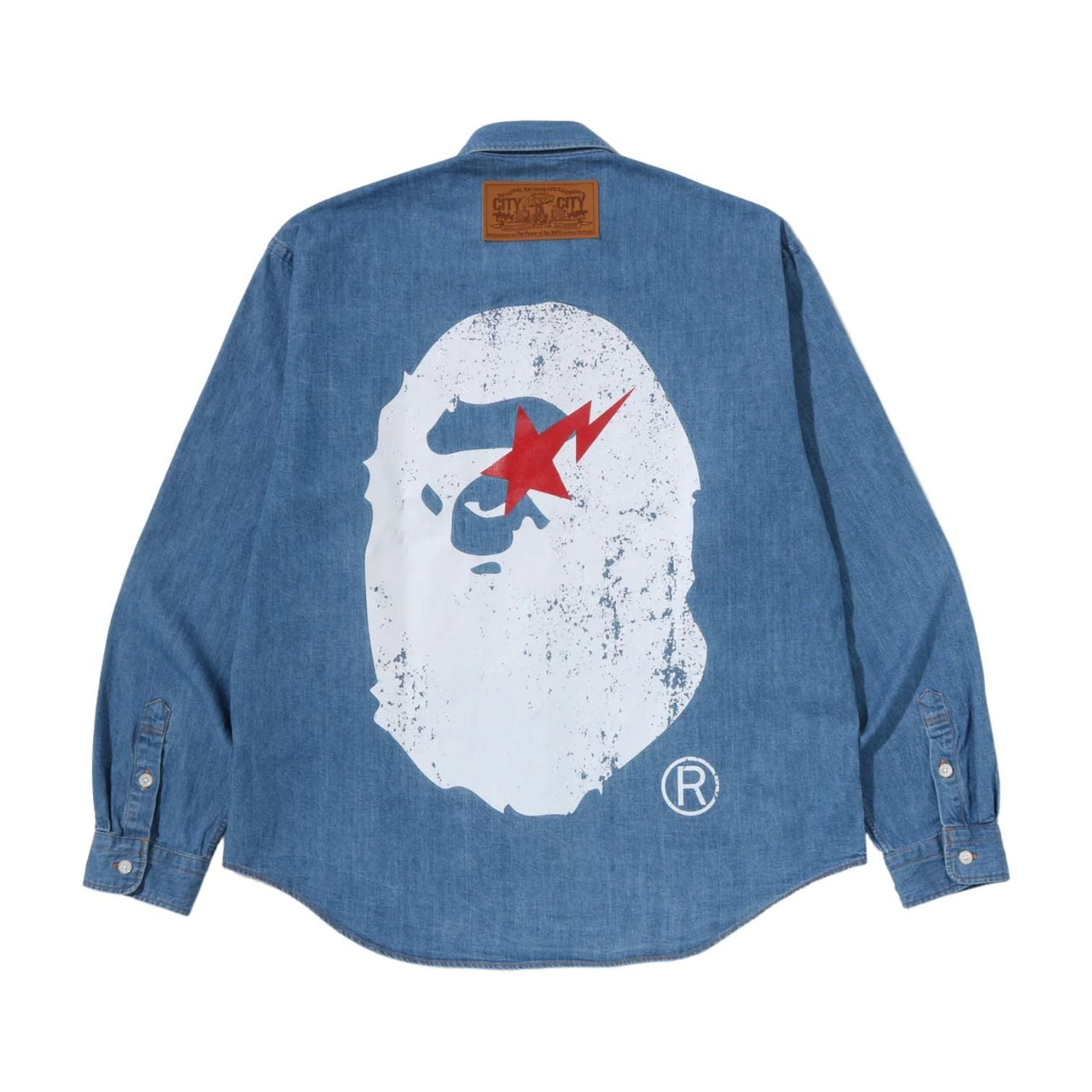 A Bathing Ape Ape Head Relaxed Fit Denim Shirts 'Blue' 0ZXSTMX00231QBLX