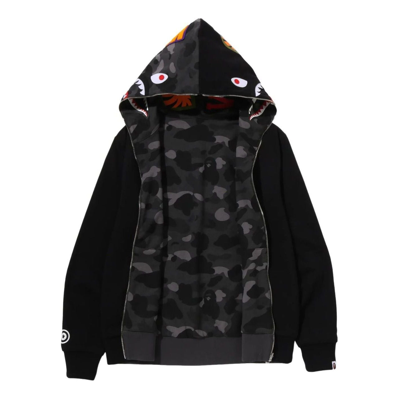 A Bathing Ape Color Camo Reversible Shark Full Zip Hoodie 'Black' 0ZXSWM004151QBKX