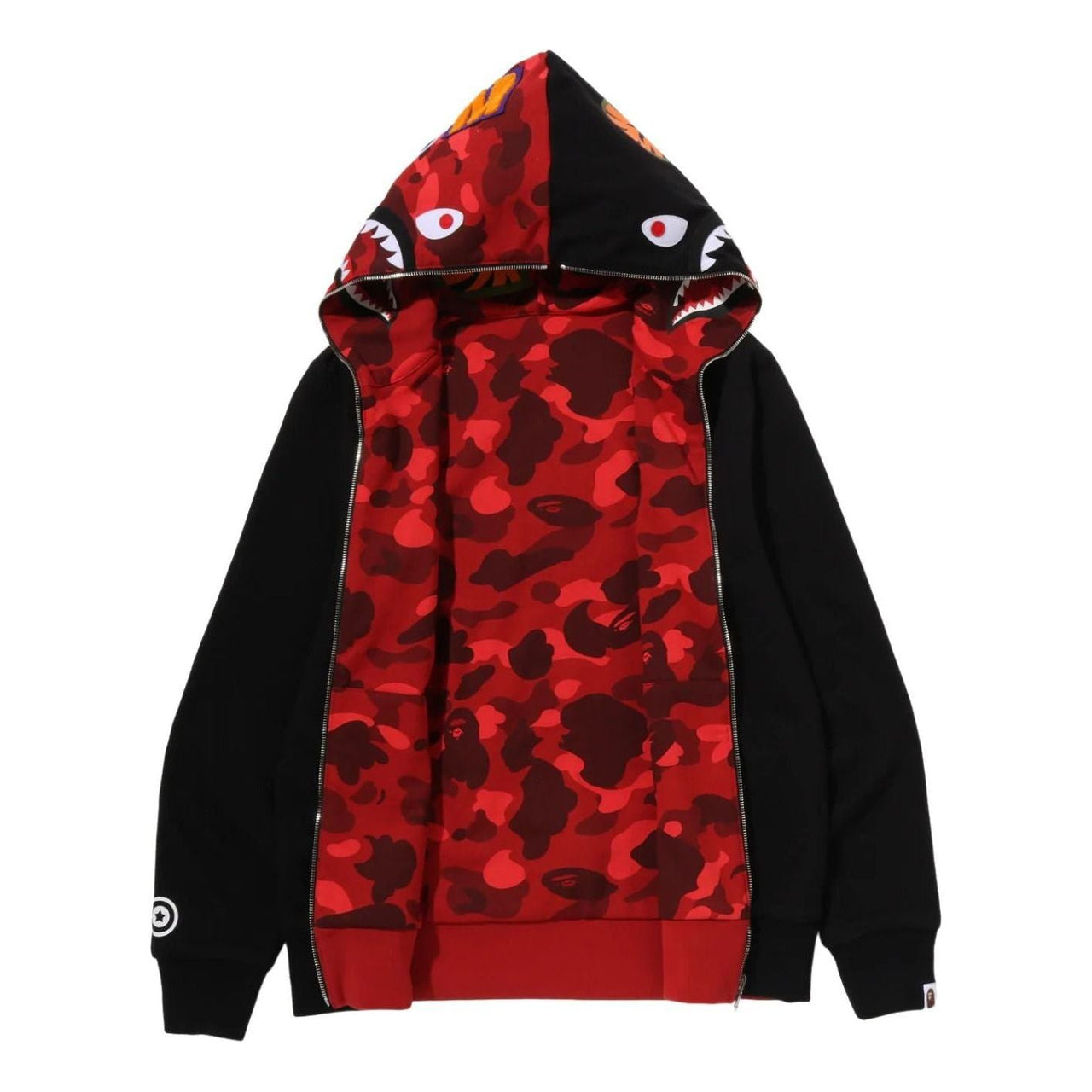 A Bathing Ape Color Camo Reversible Shark Full Zip Hoodie 'Red' 0ZXSWM004151QRDX