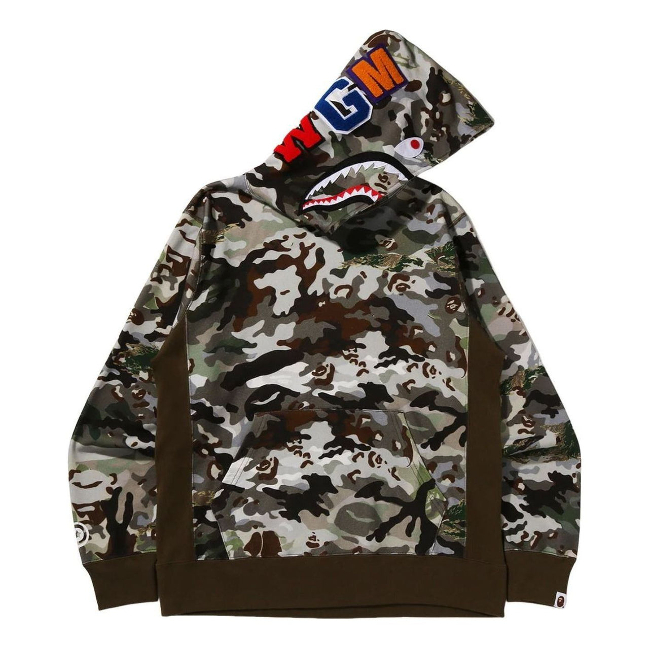 A Bathing Ape Hybrid Camo Shark Pullover Hoodie 'Green' 0ZXSWM012141RGRD