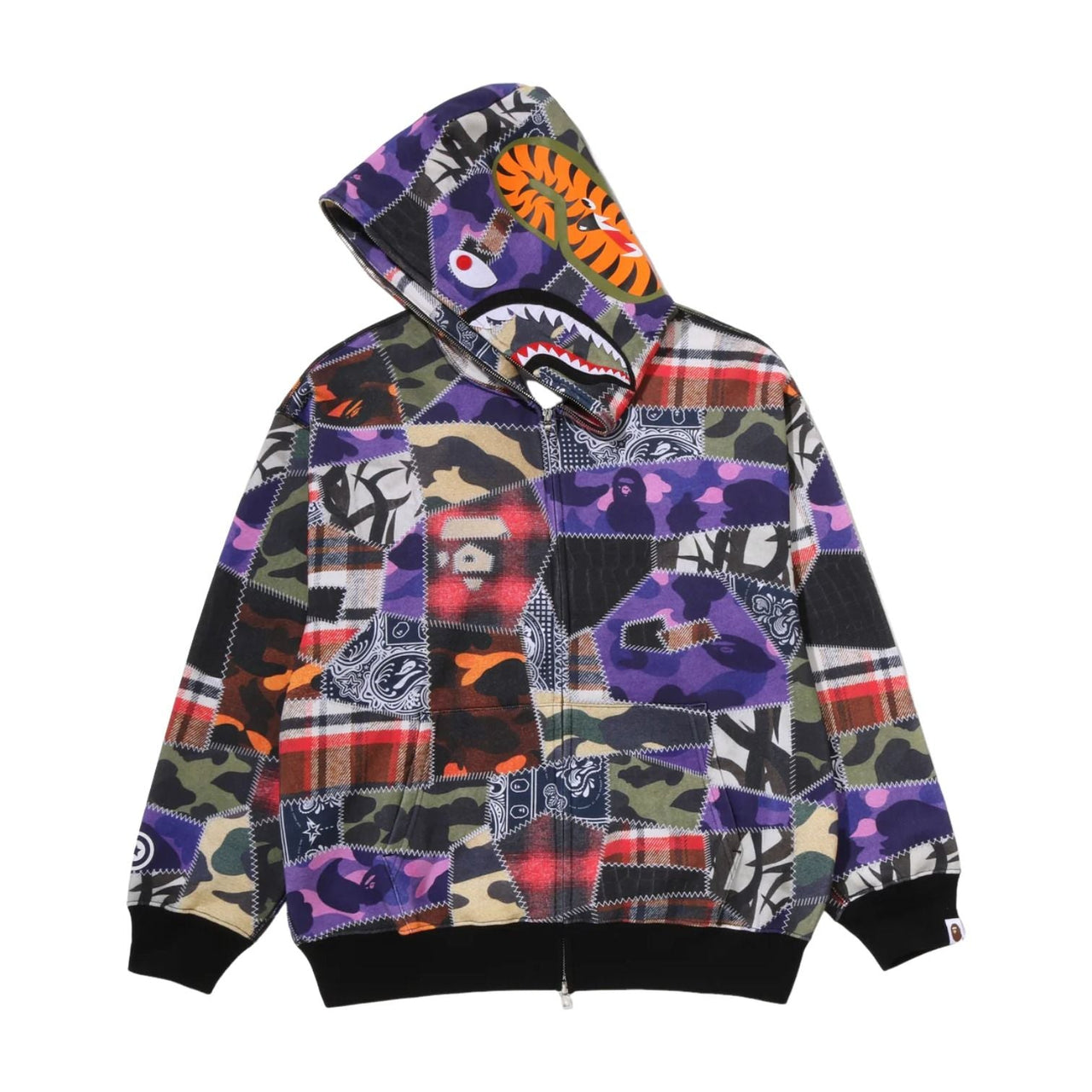 A Bathing Ape Crazy Patch Shark Full Zip Hoodie 'Multicolor' 0ZXSWM317151RMLX