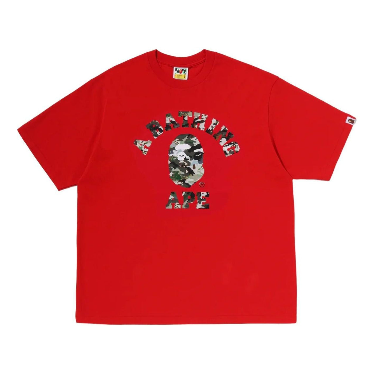 A Bathing Ape Hybrid Camo College Relaxed Fit T-Shirt 'Red' 0ZXTEM319101RRDX