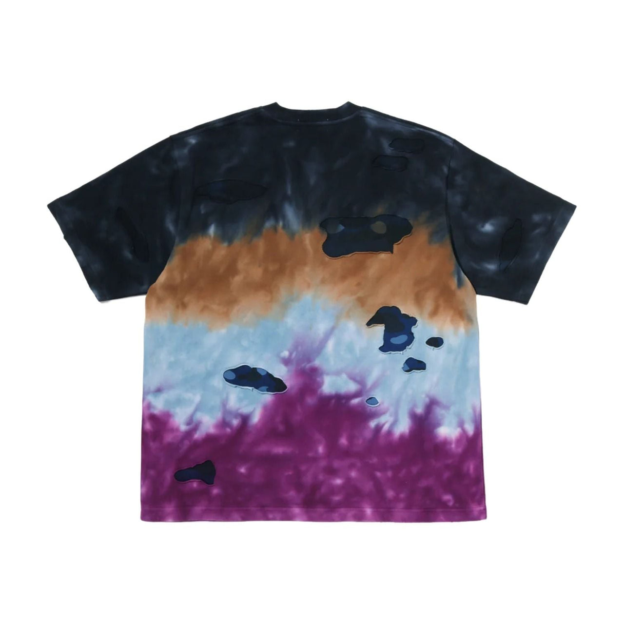 A Bathing Ape Color Camo Tie Dye Destroyed Multi Logo Relaxed Fit T-Shirt 'Black' 0ZXTEM321091QBKX