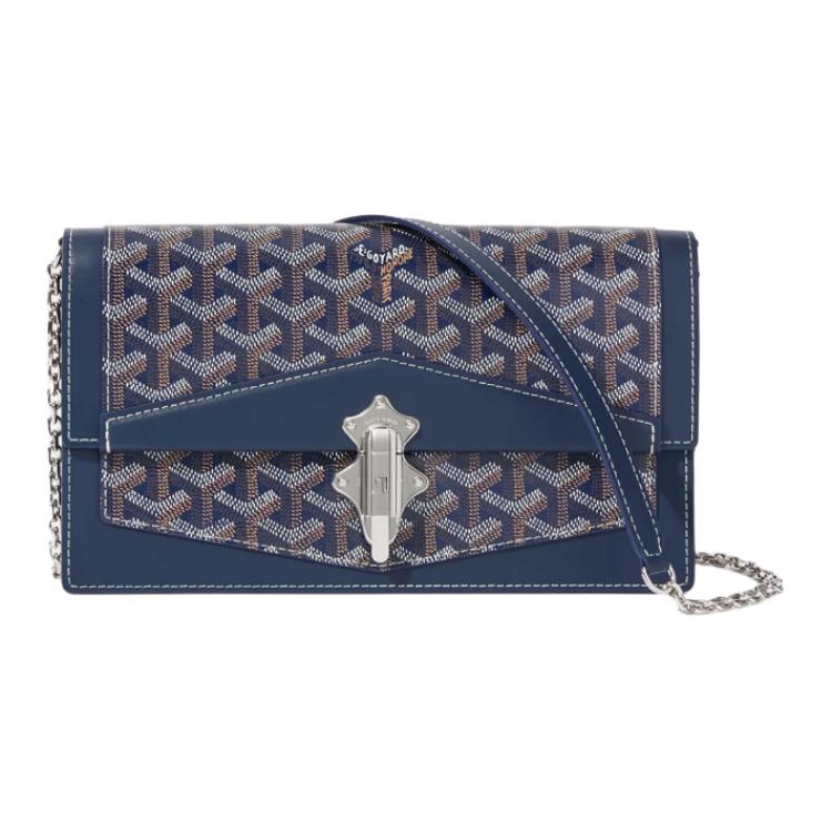 GOYARD Canvas With Calfskin Shoulder Bag Crossbody Bag Women's Marine Blue