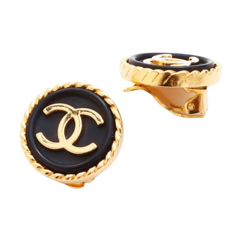 CHANEL 1996 Cc Button Clip on Earrings
