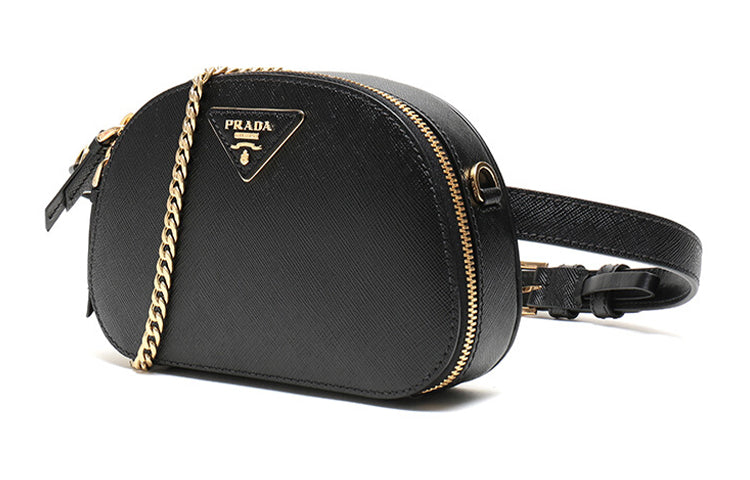 PRADA Cow Leather Shoulder Bag Crossbody Bag Fanny Pack Sling Bags Women's Black