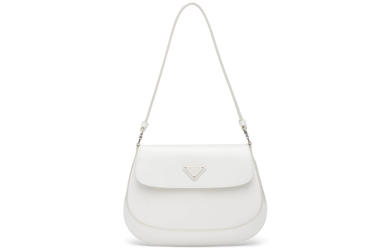PRADA Cleo Leather Shoulder Bag Small Size Women's White