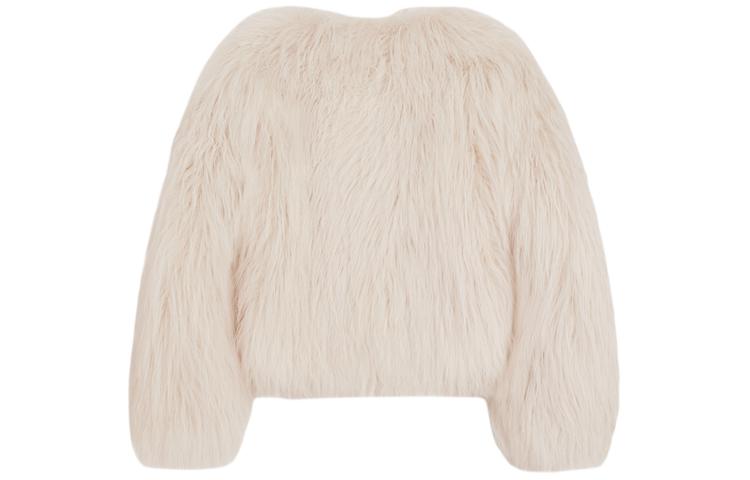 CELINE Crew Neck Jacket In Long Goat Hair Jackets Coats Women's Light Brown