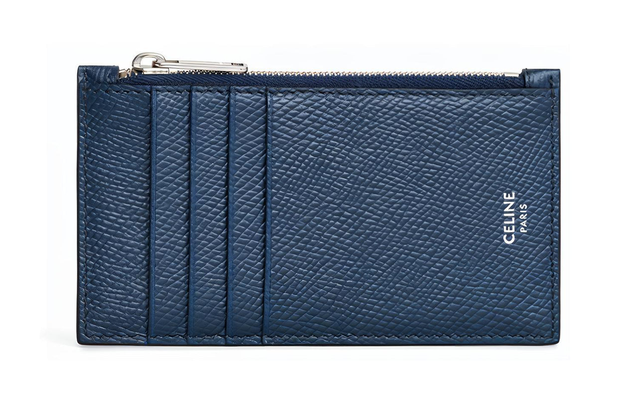 CELINE Cow Leather Card Holder Men's Navy
