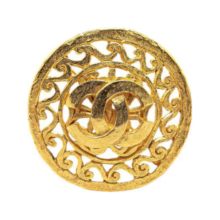 CHANEL 1995 Gold plated Cc Brooch