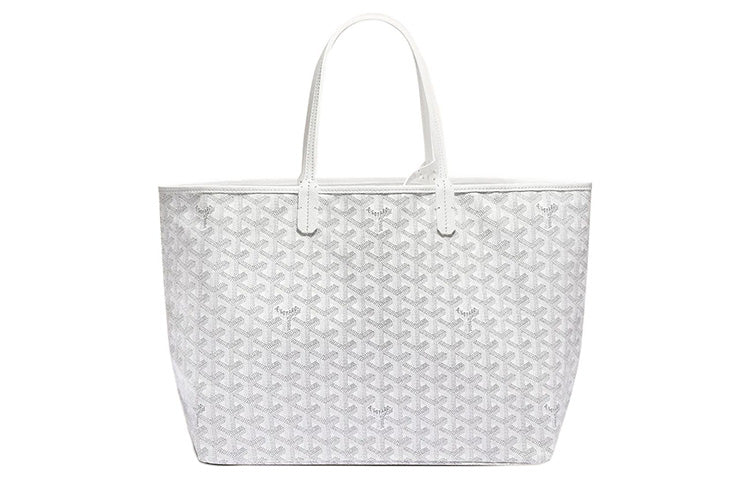 GOYARD Saint Louis Canvas With Calfskin Dog's Teeth Tote Bag, Shopping Bag, Handbag Small Size Unisex White