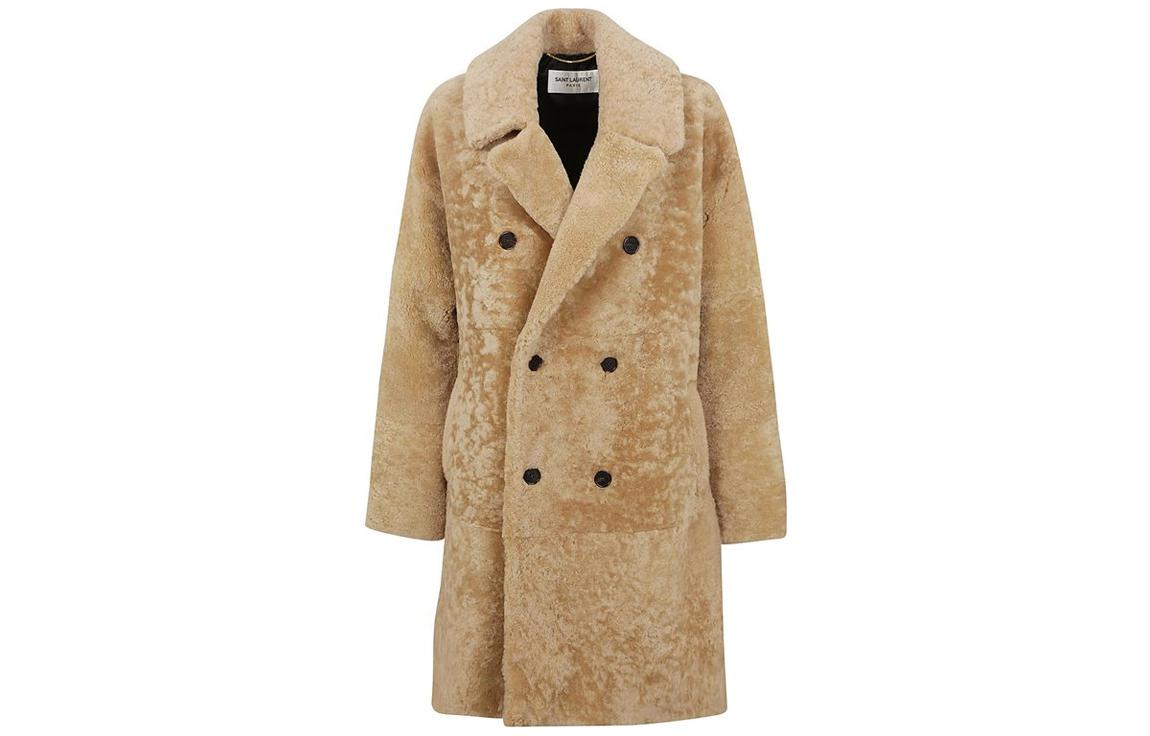 معطف SAINT LAURENT خريف وشتاء 21 نسائي بلون الجمل