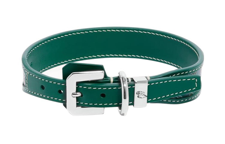 GOYARD Goyardine Canvas With Clamecy Cow Leather Dog's Teeth Collar Bag Accessory Unisex Green