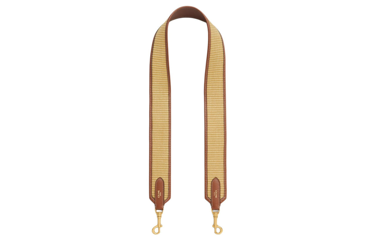 CELINE Fabric With Cow Leather Bag Strap Women's Natural & Tan