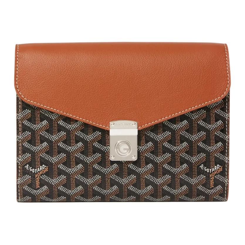 GOYARD Canvas With Calfskin Shoulder Bag Crossbody Bag Unisex Black & Brown