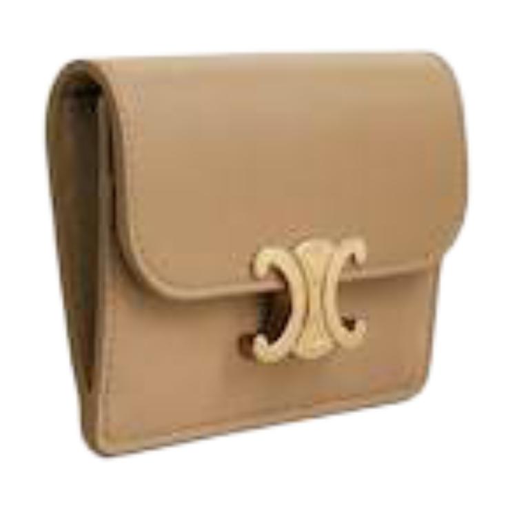 CELINE Calfskin Card Holder Women's Brown