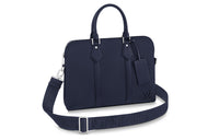 LOUIS VUITTON Cow Leather Shoulder Bag Crossbody Bag Handbag Briefcase Large Size Men's Marine Blue