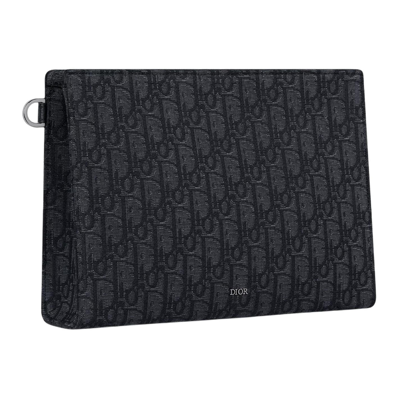DIOR Oblique Print Jacquard Fabric Clutch Men's Black