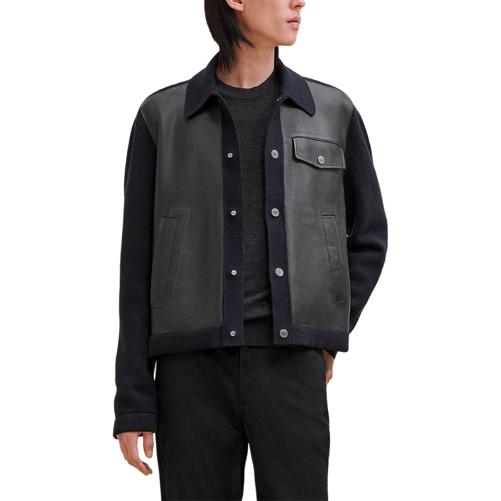 HERMES Leather Jacket Men's Ocean