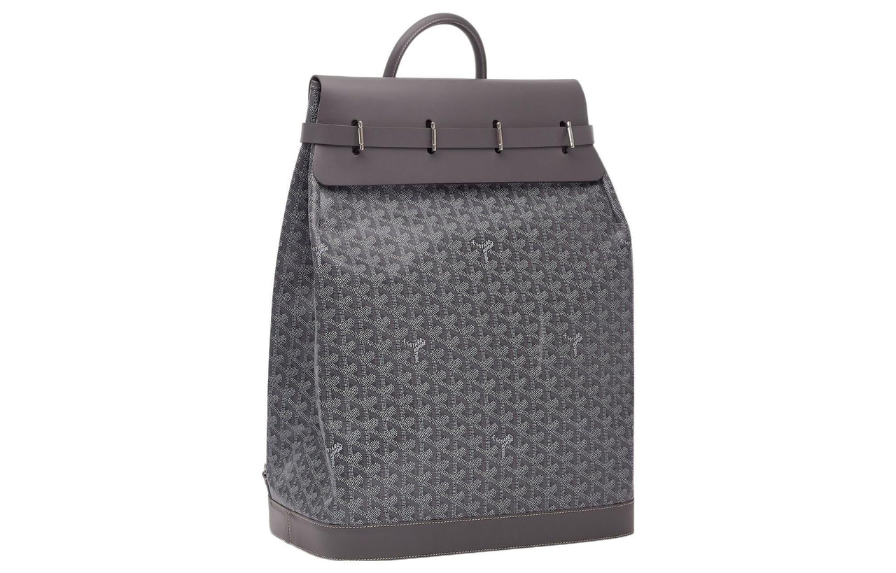 GOYARD Steamer Canvas With Leather Backpack Small Size Unisex Gray