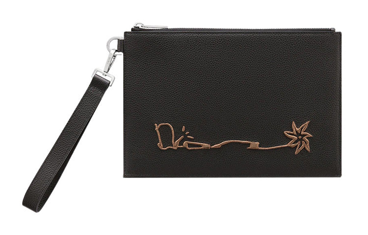 DIOR CACTUS JACK Collaboration Grained Calfskin Handbag Clutch Men's Black