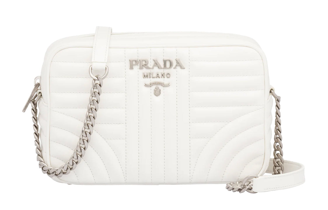 PRADA Cow Leather Crossbody Bag Shoulder Bag Women's White