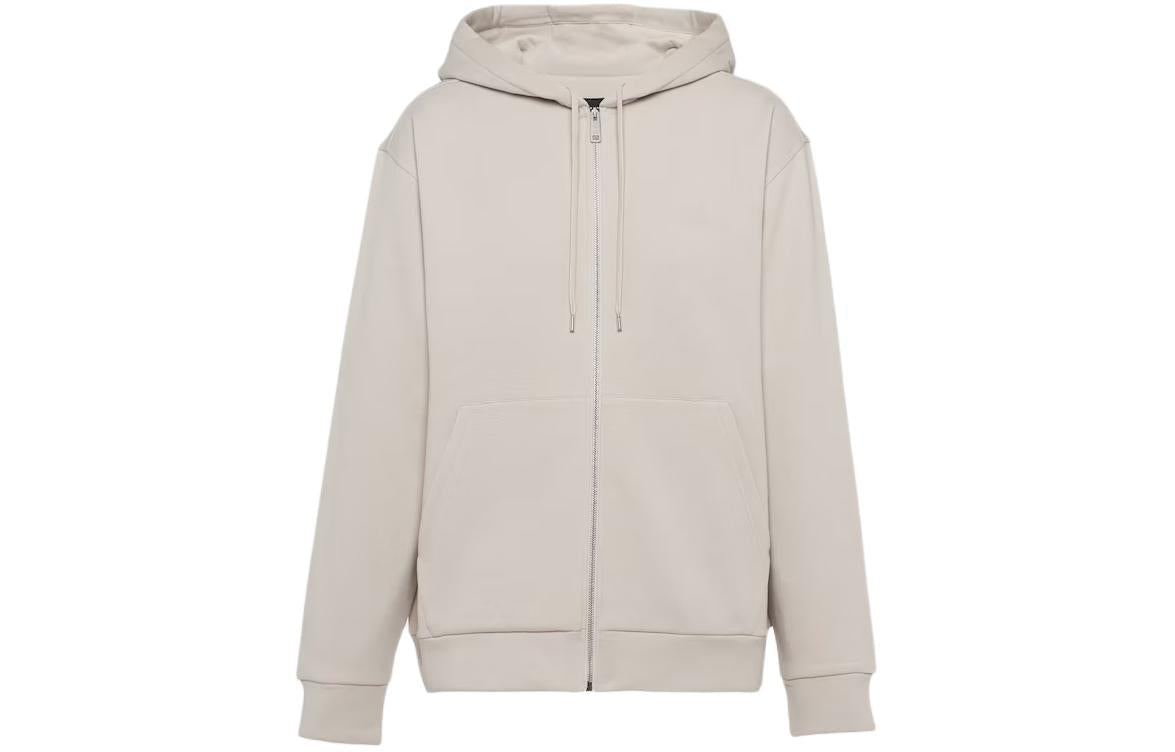 PRADA Cotton And Cashmere Hoodie Jackets Coats Men's Chalk White