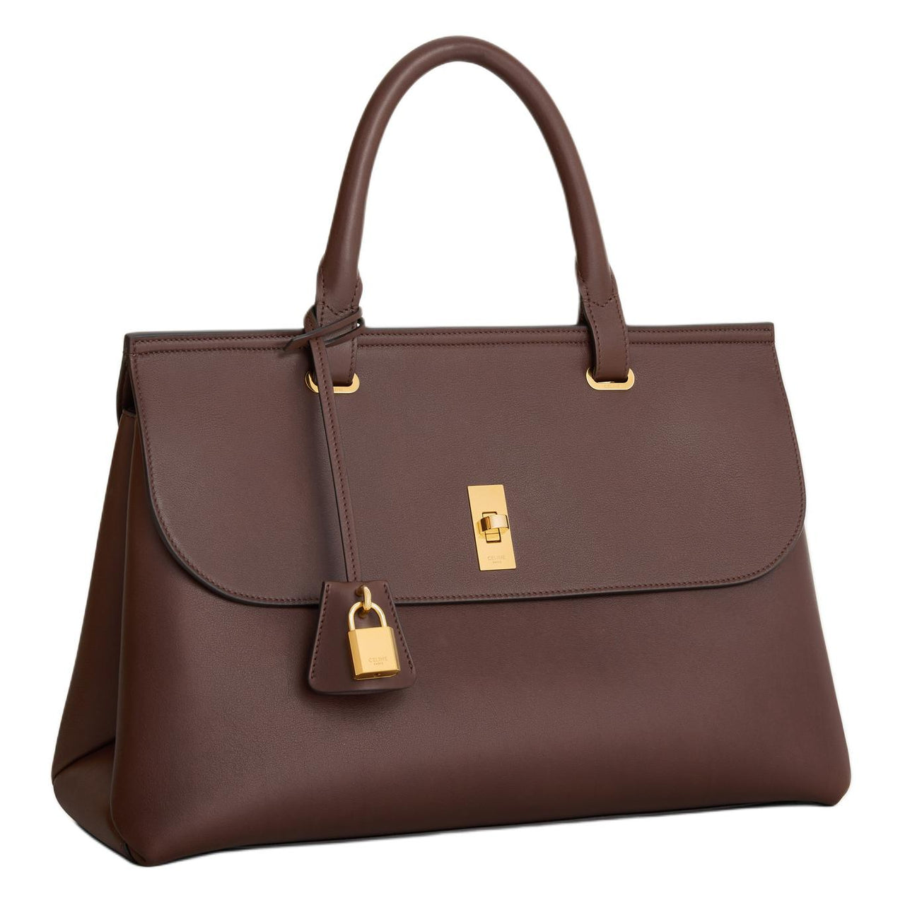 CELINE Calfskin Tote Bag Shopping Bag Handbag Medium Size Women's Mountain Walnut Wood Color