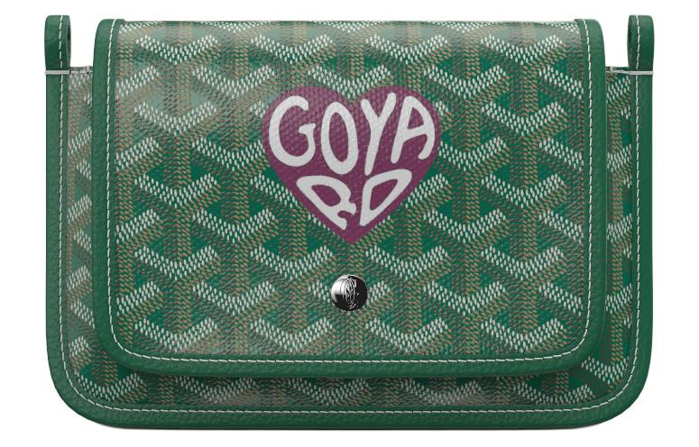 GOYARD Plumet Canvas With Leather Envelope Bag Crossbody Bag Shoulder Bag Unisex Green & Burgundy Small Heart