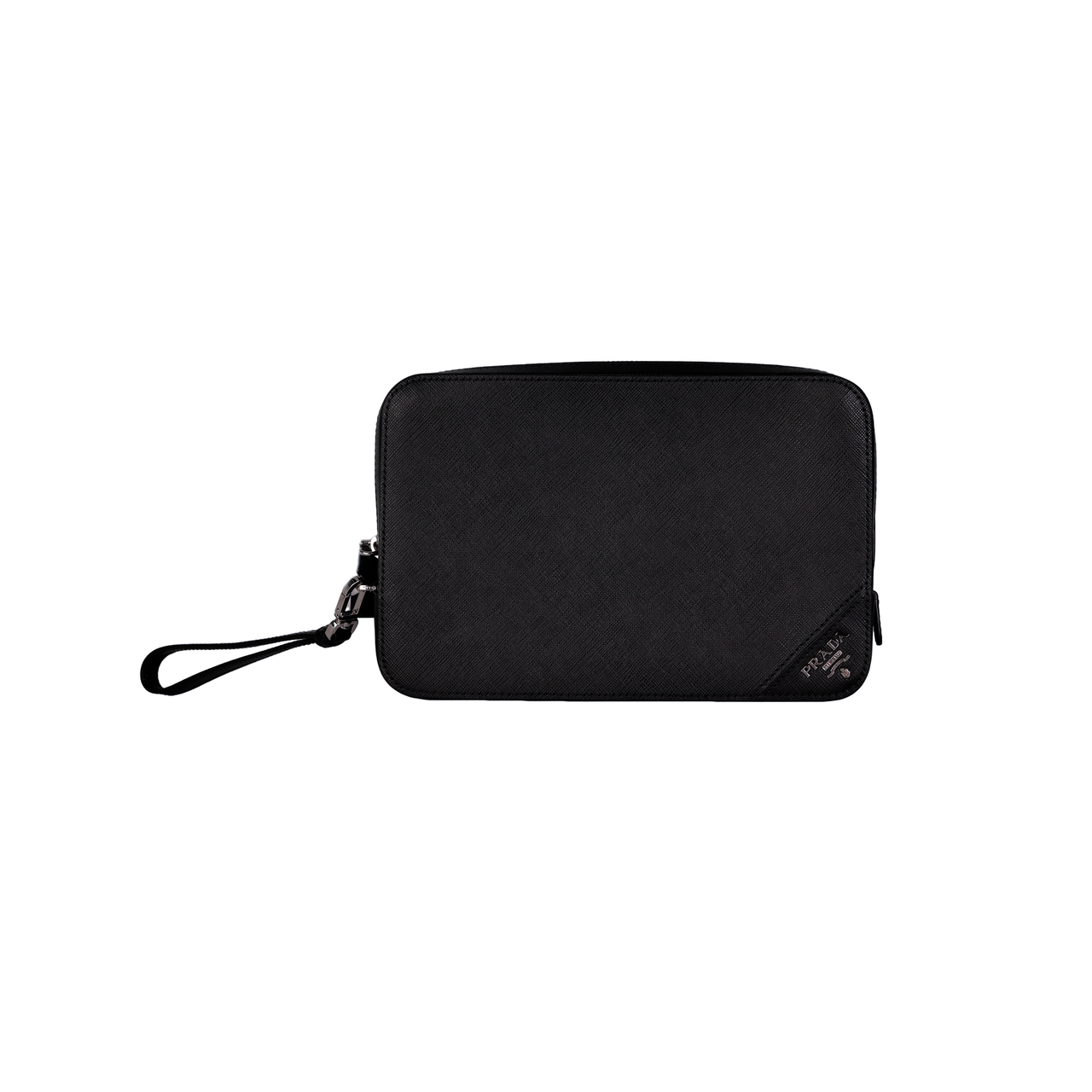 PRADA Cow Leather Clutch Men's Black