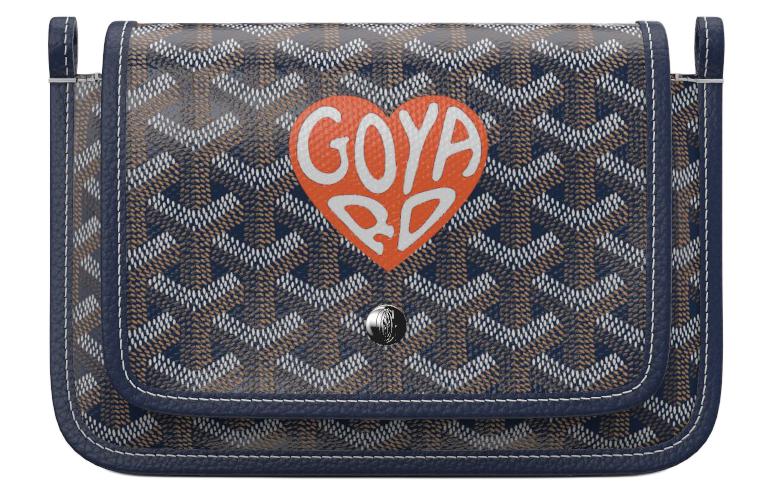 GOYARD Canvas With Leather Envelope Bag Crossbody Bag Shoulder Bag Unisex Dark Blue Multicolor With Orange Small Heart