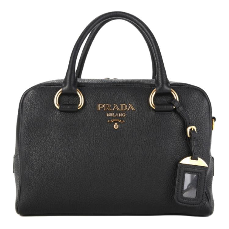 PRADA Cow Leather Shoulder Bag Crossbody Bag Handbag Women's Black