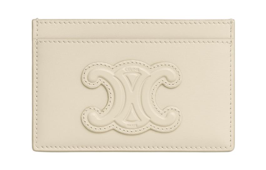CELINE Cow Leather Card Holder Women's Stone Gray