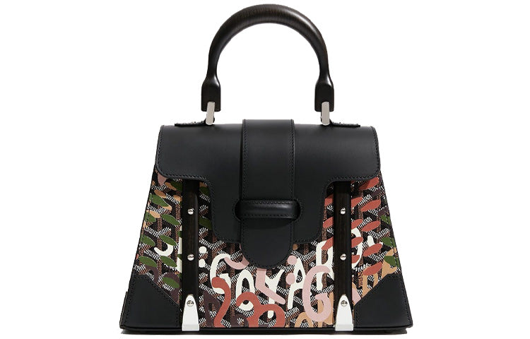 GOYARD Saigon Canvas With Leather Shoulder Bag Crossbody Bag Handbag Small Size Women's Black/Pink
