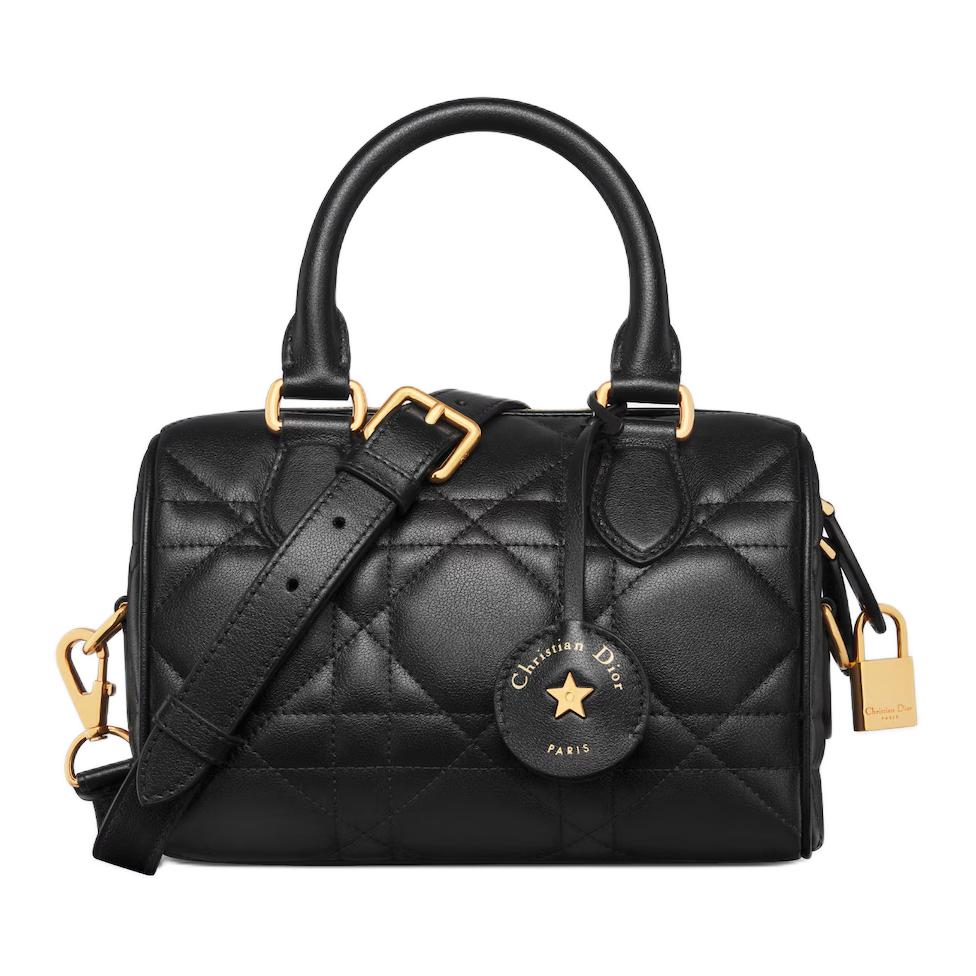 DIOR Macrocannage Calfskin Shoulder Bag Crossbody Bag Handbag Women's Black