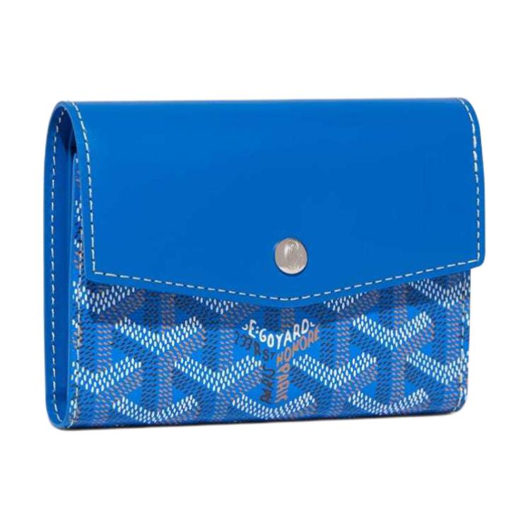 GOYARD Canvas With Calfskin Wallet Unisex Sky Blue