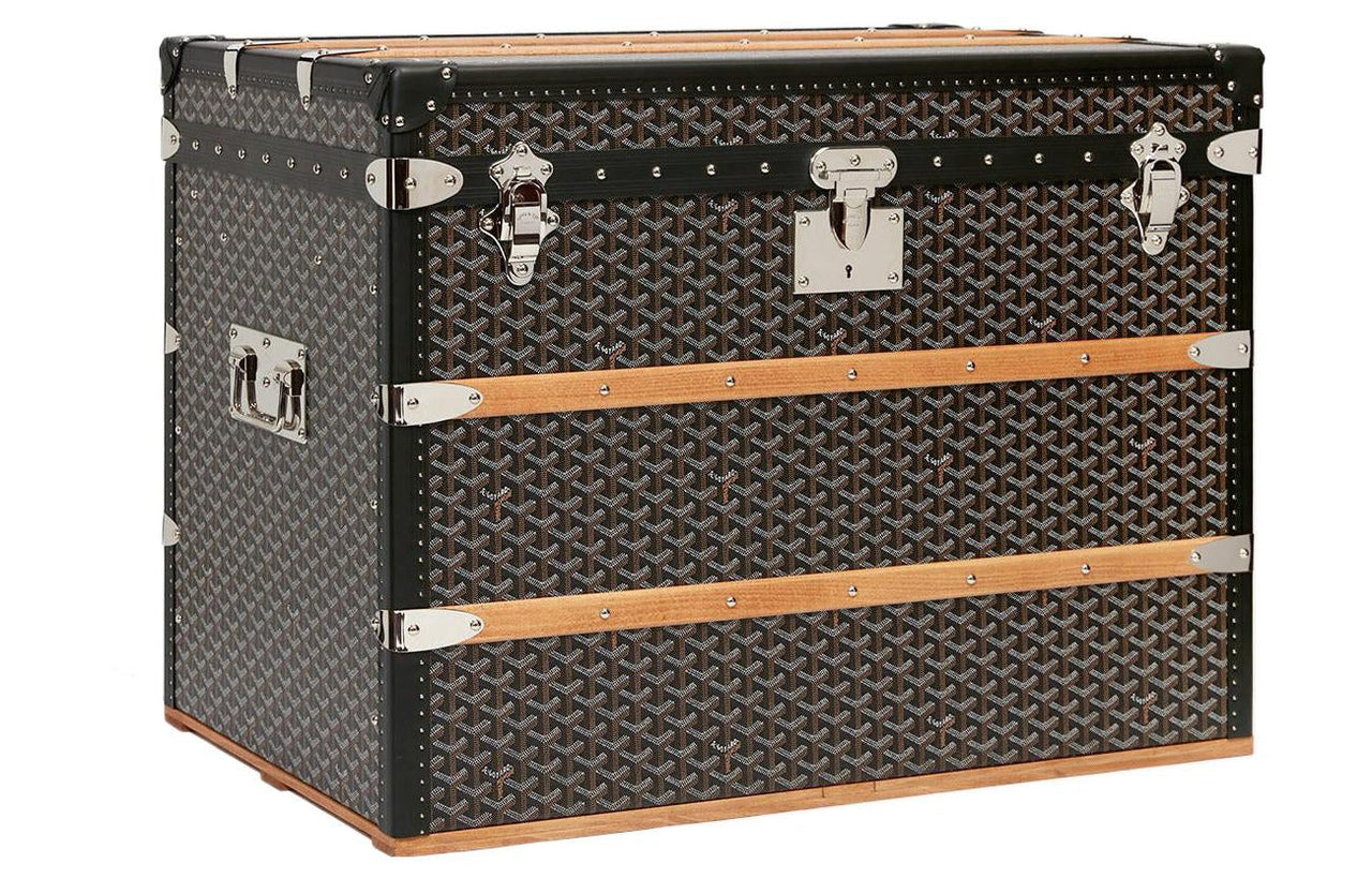 GOYARD Courrier Canvas With Leather Storage Boxes Large Size Unisex Black