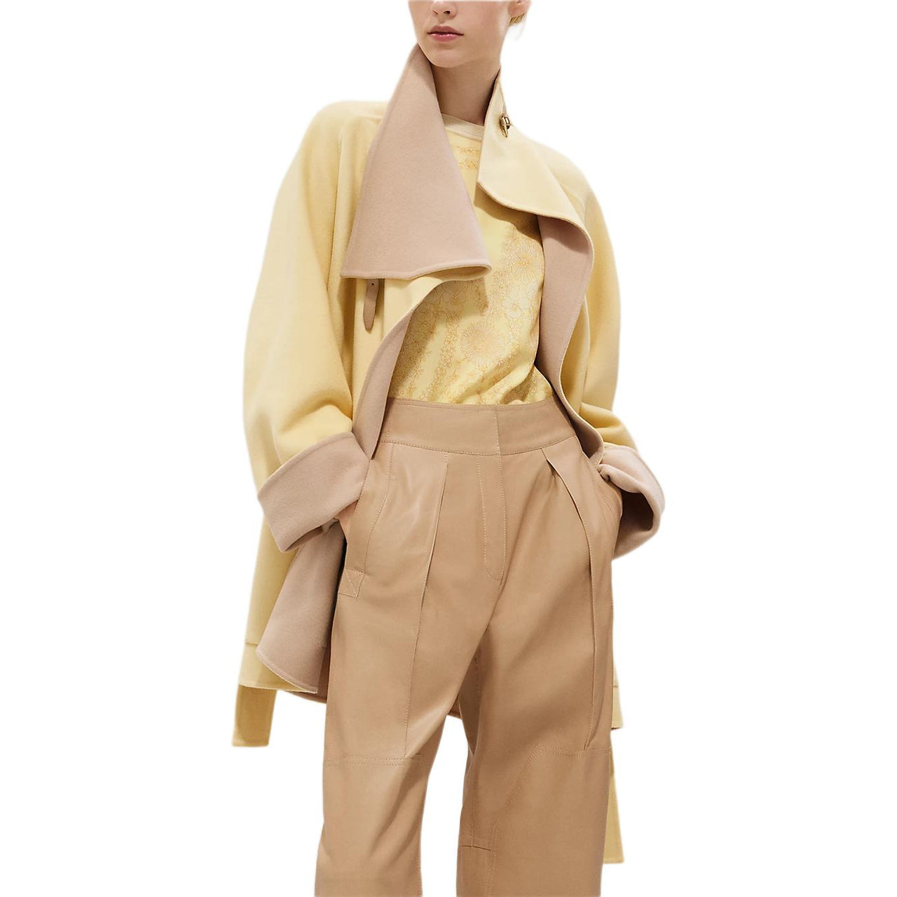 HERMES Coat Women's Aurora Yellow