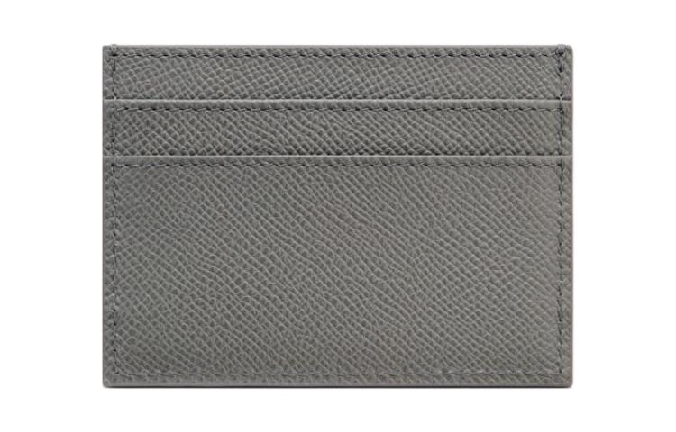 DIOR 30 Montaigne Grained Calfskin Card Clip Card Holder Women's Gray